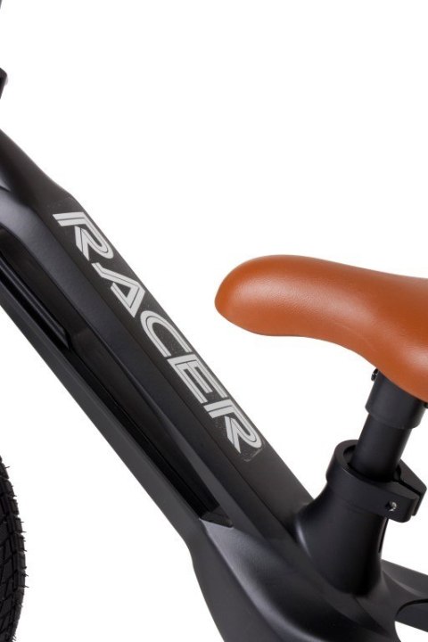 Rowerek biegowy RACER czarny z brązowym siedzeniem
