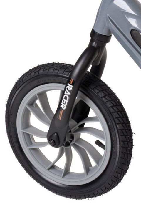 Rowerek biegowy dla dwulatka RACER z ramą magnezową, lekki 3,7 kg szary