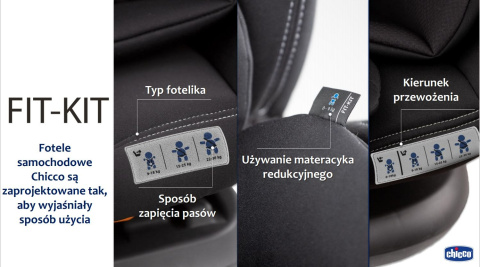 Seat4Fix Air Chicco grupa 0 + / 1/2/3 (0–36 kg) tyłem do 18 kg obrotowy fotelik samochodowy - BLACK