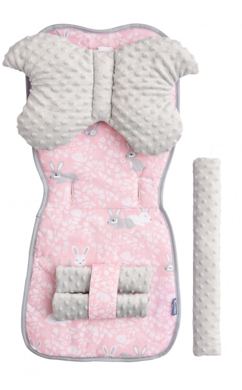 Sensillo Wkładka Deluxe Minky do wózka - ZAJĄCZKI RÓŻOWE