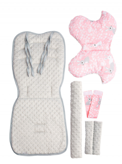 Sensillo Wkładka Deluxe Minky do wózka - ZAJĄCZKI RÓŻOWE