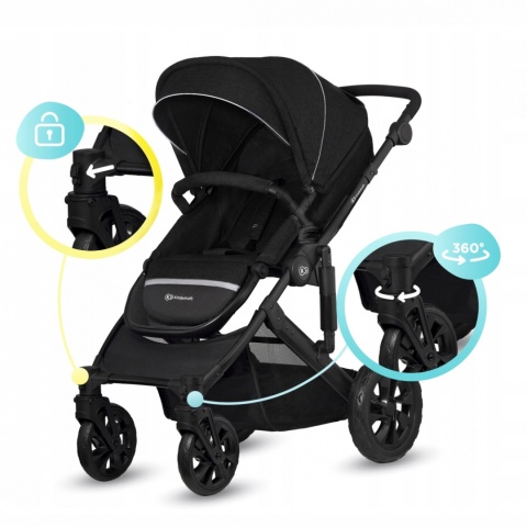 PRIME LITE Kinderkraft Wózek głęboko-spacerowy 2w1 - Black