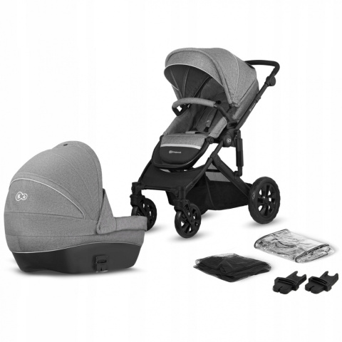 PRIME LITE Kinderkraft Wózek głęboko-spacerowy 3w1 z fotelikiem Mink - Gray