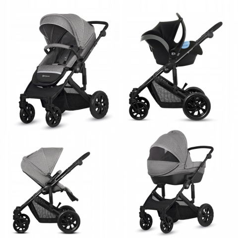 PRIME LITE Kinderkraft Wózek głęboko-spacerowy 3w1 z fotelikiem Mink - Gray