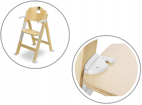 FLORIS Lionelo Drewniane krzesełko do karmienia - White Natural