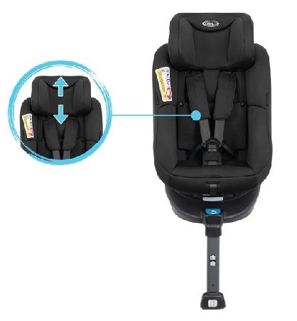 Turn2Me Graco 0-18kg obrotowy 360 stopni 0+/1 ( od ur. do 18 kg) Bezpieczeństwo 4* ADAC - Black