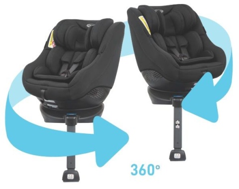 Turn2Me Graco 0-18kg obrotowy 360 stopni 0+/1 ( od ur. do 18 kg) Bezpieczeństwo 4* ADAC - Black