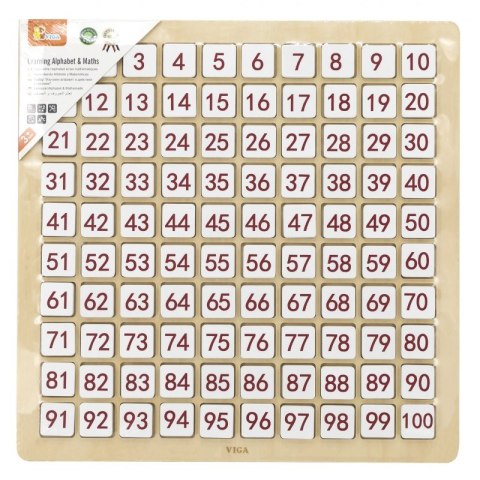 VIGA Drewniana Edukacyjna Tablica Matematyka i Alfabet 100 El. Certyfikat FSC