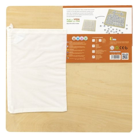 VIGA Drewniana Edukacyjna Tablica Matematyka i Alfabet 100 El. Certyfikat FSC