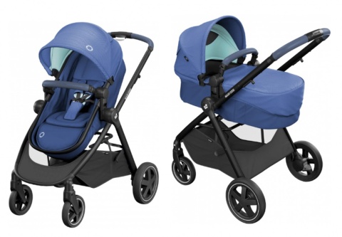 ZELIA Maxi-Cosi 2w1 + CabrioFix za 1zł, wózek głęboko-spacerowy, można przekształcić gondolę w siedzisko spac. - ESSENTIAL BLUE