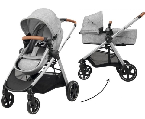ZELIA Maxi-Cosi 2w1 + CabrioFix za 1zł, wózek głęboko-spacerowy, można przekształcić gondolę w siedzisko spac. - Nomad Grey