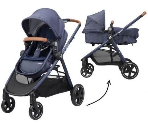 ZELIA Maxi-Cosi 2w1 + CabrioFix za 1zł, wózek głęboko-spacerowy, można przekształcić gondolę w siedzisko spac. - Sparkling Blue
