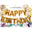 Balony foliowe zestaw liter Happy Birthday złoty