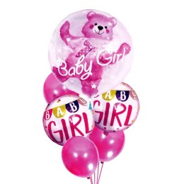 Balony na urodziny babyshower dziewczynki 6szt różowe
