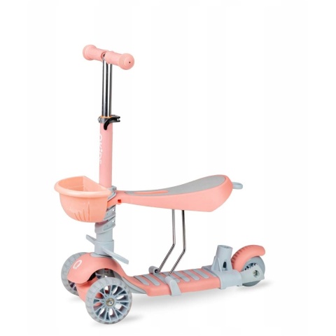 ILI Qkids Hulajnoga balansowa trójkołowa z siedziskiem i pchaczem - brzoskwiniowa