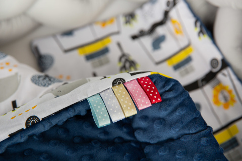 Komplet Minky Kołderka + Poduszka Sensillo - ZOO NA BIAŁYM GRANATOWY