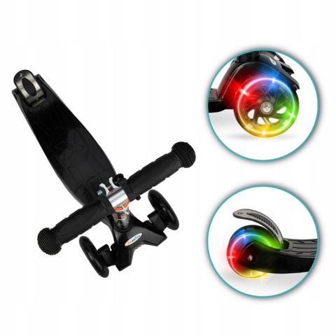 MAVEL Qkids Hulajnoga balansowa trójkołowa świecące koła LED - czarna