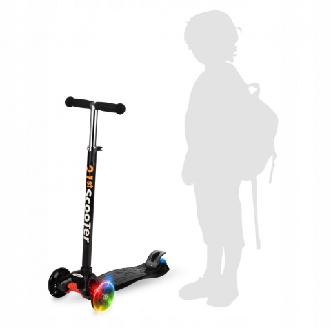 MAVEL Qkids Hulajnoga balansowa trójkołowa świecące koła LED - czarna