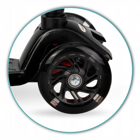 MAVEL Qkids Hulajnoga balansowa trójkołowa świecące koła LED - czarna