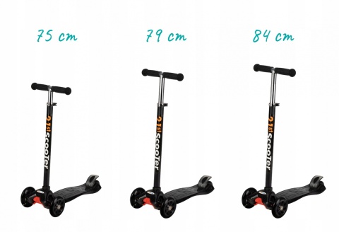 MAVEL Qkids Hulajnoga balansowa trójkołowa świecące koła LED - czarna