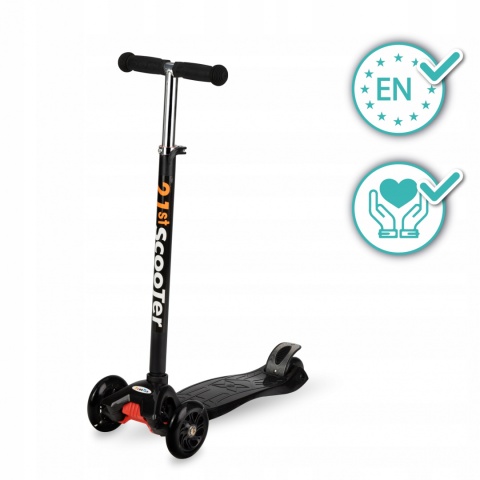 MAVEL Qkids Hulajnoga balansowa trójkołowa świecące koła LED - czarna