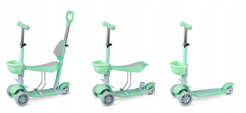 ILI Qkids Hulajnoga balansowa trójkołowa z siedziskiem i pchaczem - zielona