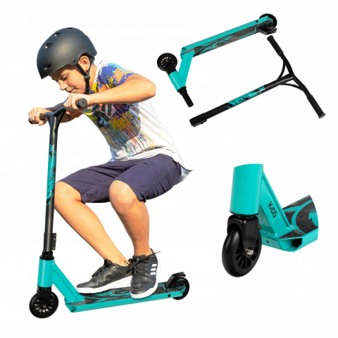 IVO Qkids Wzmocniona hulajnoga wyczynowa Freestyle do 100 kg - niebieska