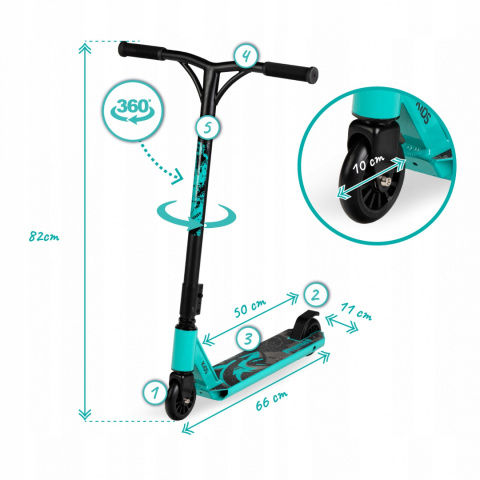 IVO Qkids Wzmocniona hulajnoga wyczynowa Freestyle do 100 kg - niebieska