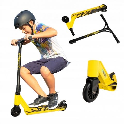 IVO Qkids Wzmocniona hulajnoga wyczynowa Freestyle do 100 kg - żółta