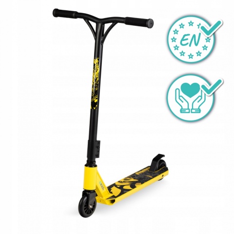 IVO Qkids Wzmocniona hulajnoga wyczynowa Freestyle do 100 kg - żółta