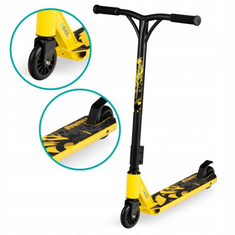 IVO Qkids Wzmocniona hulajnoga wyczynowa Freestyle do 100 kg - żółta