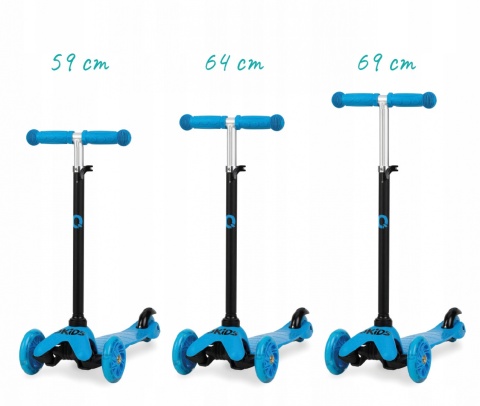 LUMIS Qkids Hulajnoga trójkołowa balansowa dla dzieci koła LED - niebieska