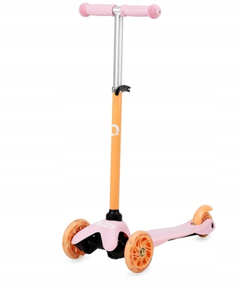 LUMIS Qkids Hulajnoga trójkołowa balansowa dla dzieci koła LED - pomarańczowa