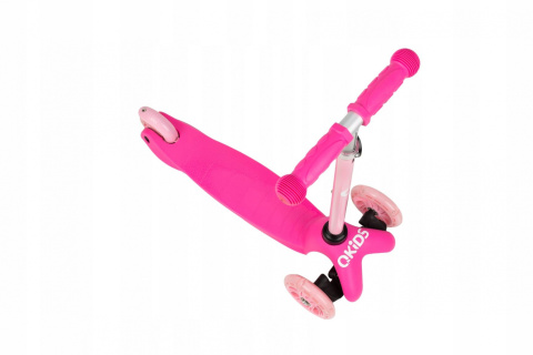 LUMIS Qkids Hulajnoga trójkołowa balansowa dla dzieci koła LED - różowa