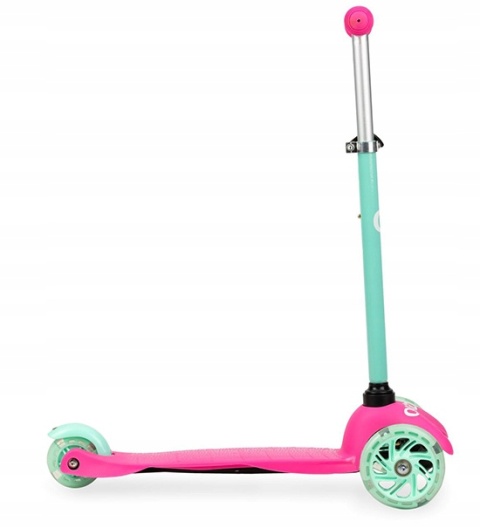 LUMIS Qkids Hulajnoga trójkołowa balansowa dla dzieci koła LED - turkusowa