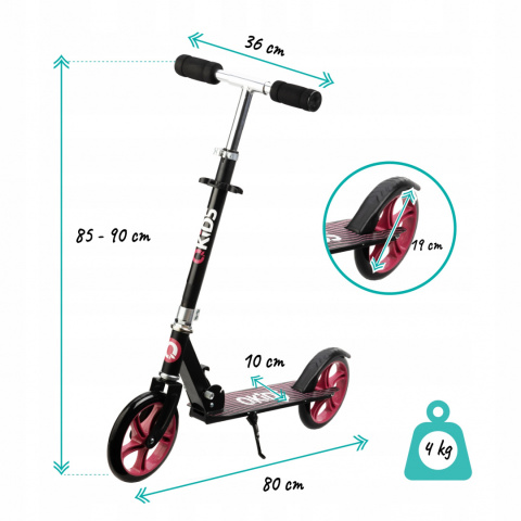 WEISS Qkids Duża hulajnoga dwukołowa do 100 kg - różowa 2