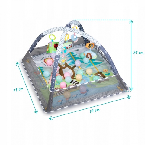 QKIDS FOR-REST Mata edukacyjna Kojec z zabawkami - szara