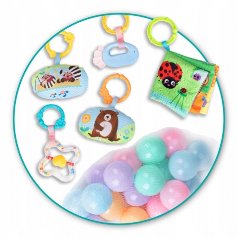 QKIDS FOR-REST Mata edukacyjna Kojec z zabawkami - szara