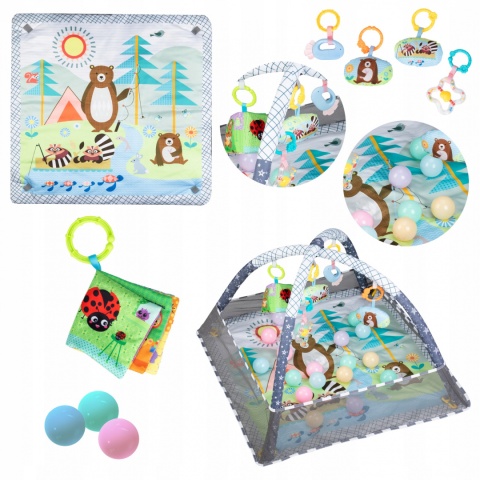 QKIDS FOR-REST Mata edukacyjna Kojec z zabawkami - szara