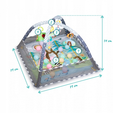 QKIDS FOR-REST Mata edukacyjna Kojec z zabawkami - szara