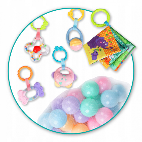 QKIDS MILAY mata edukacyjna z zabawkami - różowa