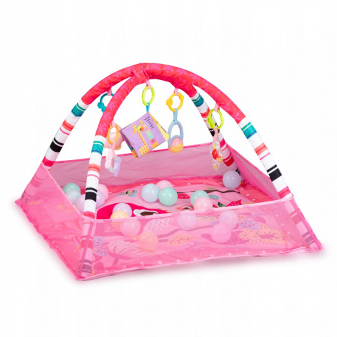 QKIDS MILAY mata edukacyjna z zabawkami - różowa