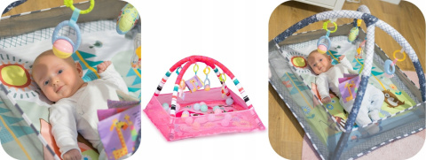 QKIDS MILAY mata edukacyjna z zabawkami - różowa