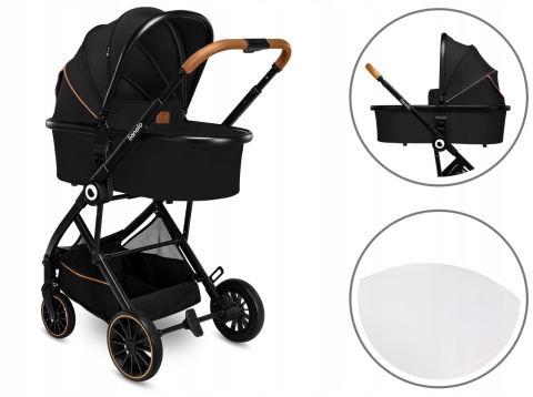 RIYA 2w1 Lionelo Wózek wielofunkcyjny z gondolą - Black Onyx