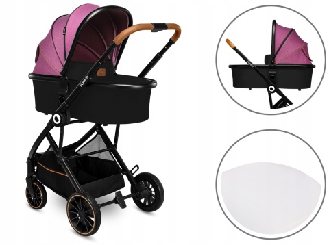 RIYA 2w1 Lionelo Wózek wielofunkcyjny z gondolą - Pink Violet
