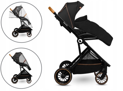 RIYA 3w1 Lionelo Wózek wielofunkcyjny z gondolą i fotelikiem 0-13 kg - Black Onyx