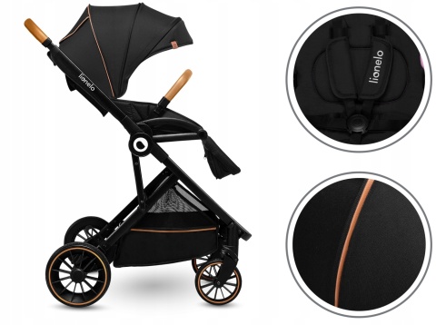RIYA 3w1 Lionelo Wózek wielofunkcyjny z gondolą i fotelikiem 0-13 kg - Black Onyx