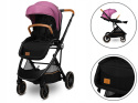 RIYA 3w1 Lionelo Wózek wielofunkcyjny z gondolą i fotelikiem 0-13 kg - Pink Violet