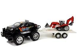 Zestaw Pojazdów z Napędem Frykcyjnym Auto Terenowe Czarne Koparka Traktor