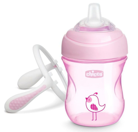 Chicco Pierwszy kubek treningowy z miękkim ustnikiem 4 m+ Transition Cup - różowy